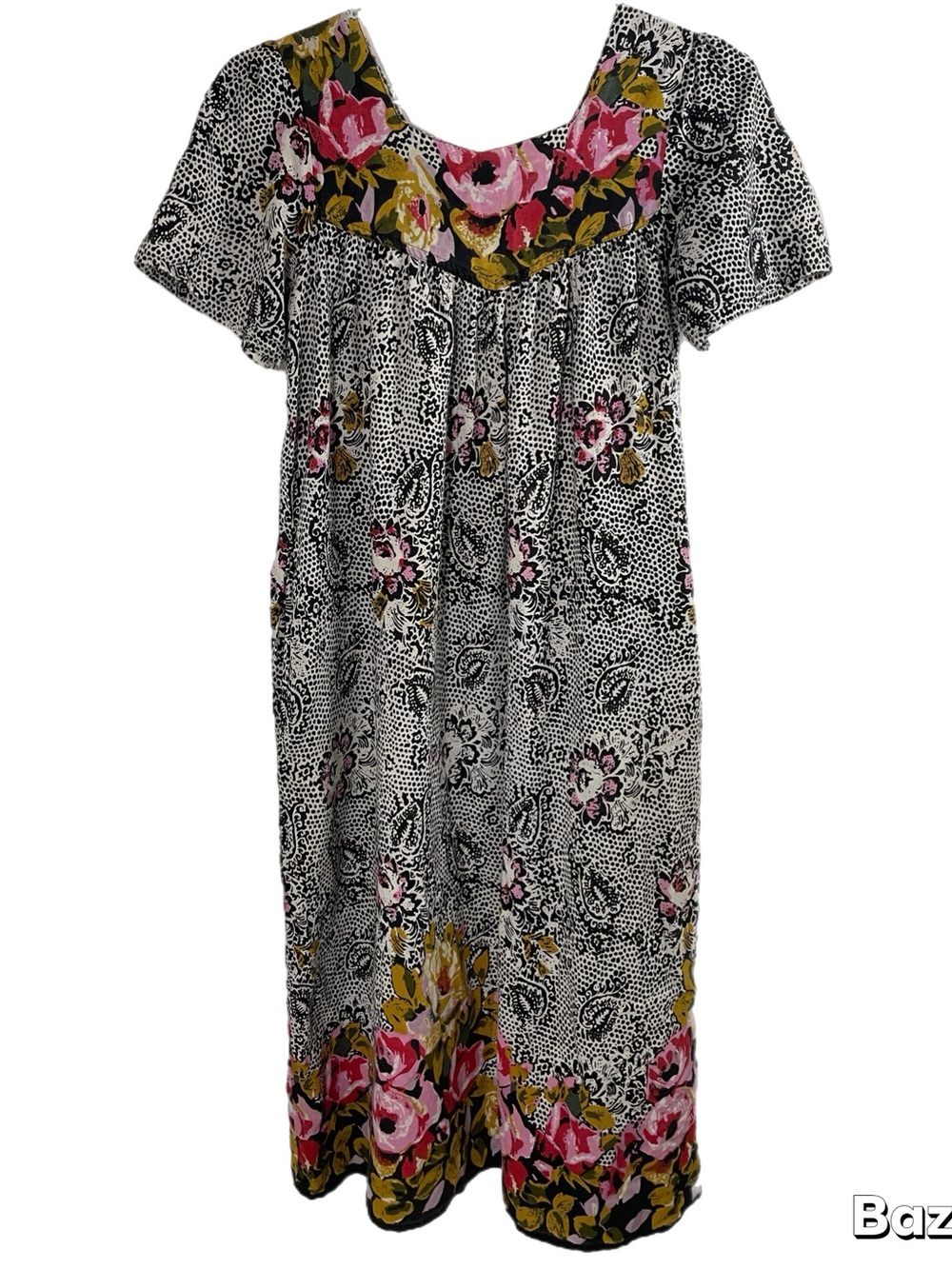 Vintage 100% Cotton Animal Print and Floral Muumuu Size Medium - Picture 2 of 9